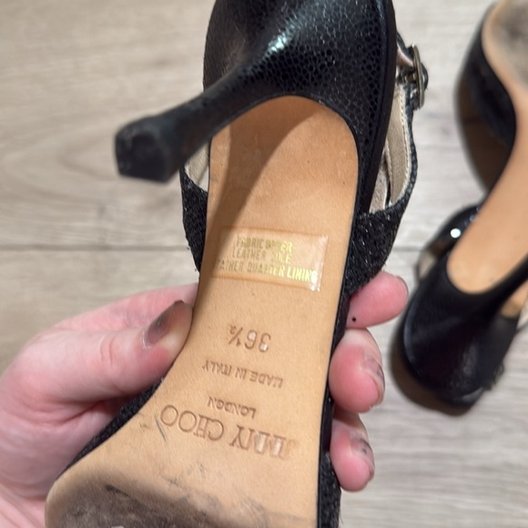 JIMMY CHOO Peep Toe Adjustable Glitter Slingback Pumps - Picture 6 of 6